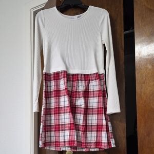 The Children's Place White and Red Plaid Casual Dress